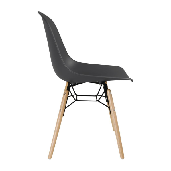 Bolero PP Moulded Side Chair Charcoal with Spindle Legs Pack of 2 DM841