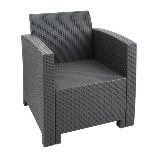 Bolero PP Grey Armchair and Table Wicker Set DR309