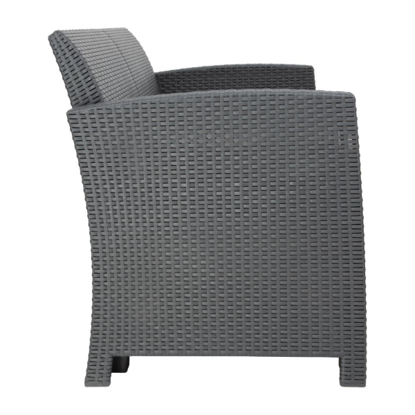 Bolero PP Grey Armchair and Table Wicker Set DR309