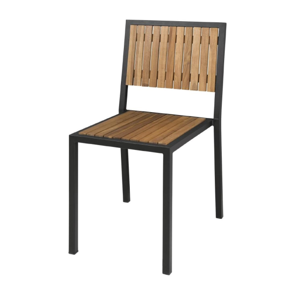 Bolero Steel & Acacia Wood Side Chair Pack of 4 DS150