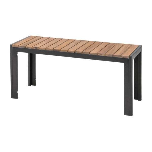 Bolero Square Steel and Acacia Benches 1000mm (Pack of 2) DS154