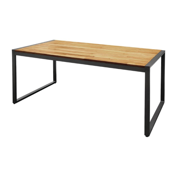 Bolero Acacia Wood and Steel Rectangular Industrial Table 1800mm DS157