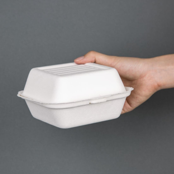 Fiesta Green Compostable Bagasse Burger Boxes 153mm DW247
