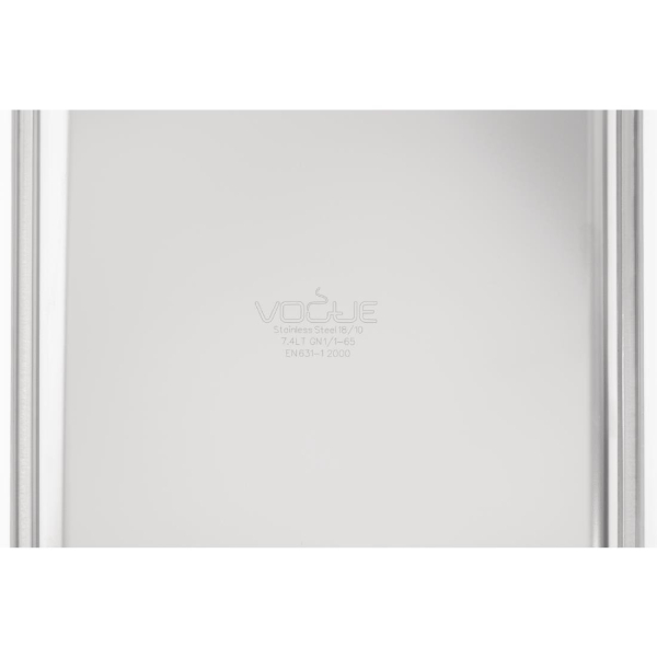 Vogue Heavy Duty Stainless Steel 1/1 Gastronorm Pan 65mm DW433
