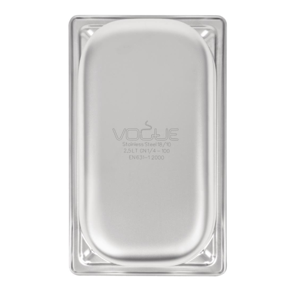 Vogue Heavy Duty Stainless Steel 1/4 Gastronorm Pan 100mm DW447