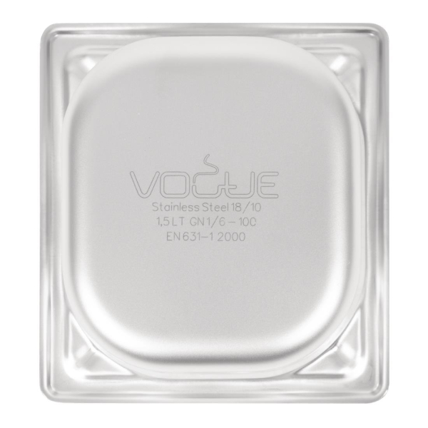 Vogue Heavy Duty Stainless Steel 1/6 Gastronorm Pan 100mm DW450