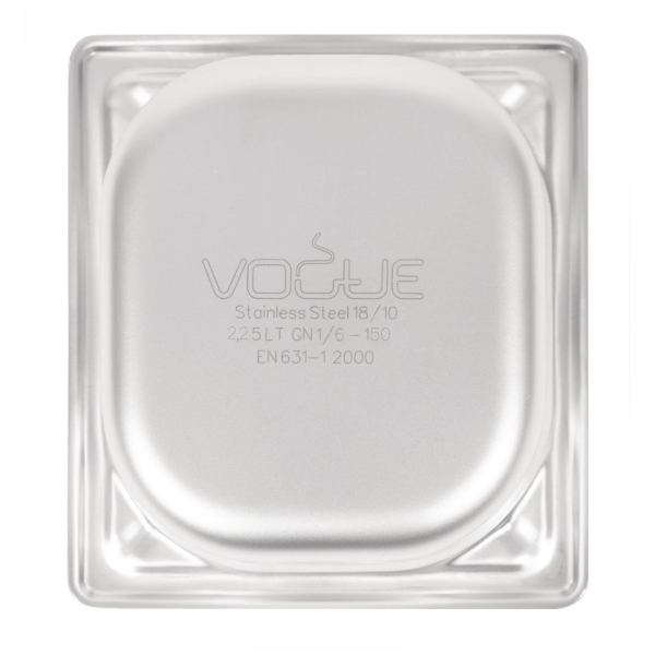 Vogue Heavy Duty Stainless Steel 1/6 Gastronorm Pan 150mm DW451