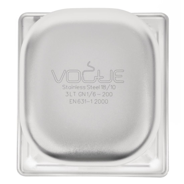 Vogue Heavy Duty Stainless Steel 1/6 Gastronorm Pan 200mm DW452