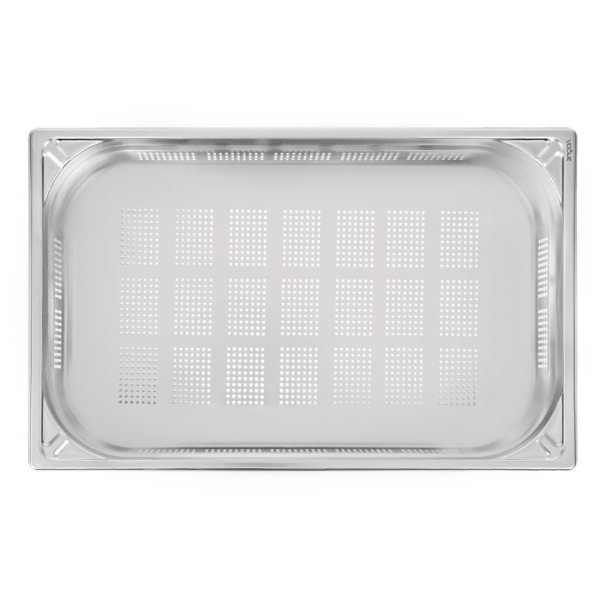 Vogue Heavy Duty Stainless Steel Perforated 1/1 Gastronorm Pan 100mm DW462
