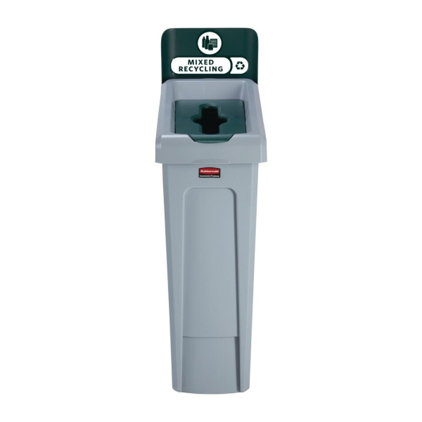 Rubbermaid Slim Jim Mixed Recycling Station Green 87Ltr DY084