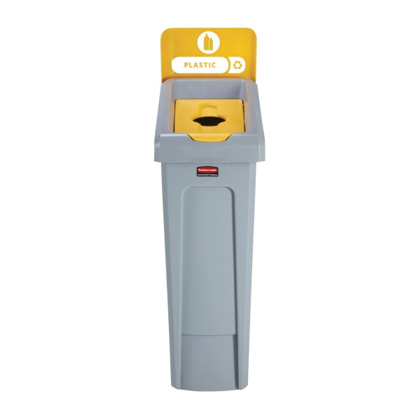 Rubbermaid Slim Jim Plastic Recycling Station Yellow 87Ltr DY085