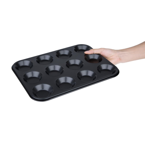Vogue Carbon Steel Non-Stick Mini Muffin Tray 12 Cup GD013