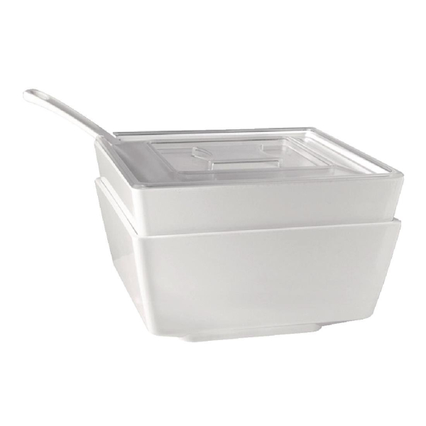 APS Float White Square Bowl 7in GF096