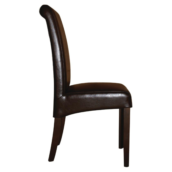 Bolero Curved Back Leather Chairs Dark Brown (Pack of 2) GF956