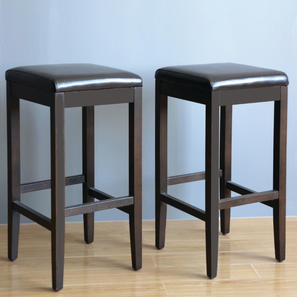 Bolero Faux Leather High Bar Stools Dark Brown (Pack of 2) GG649