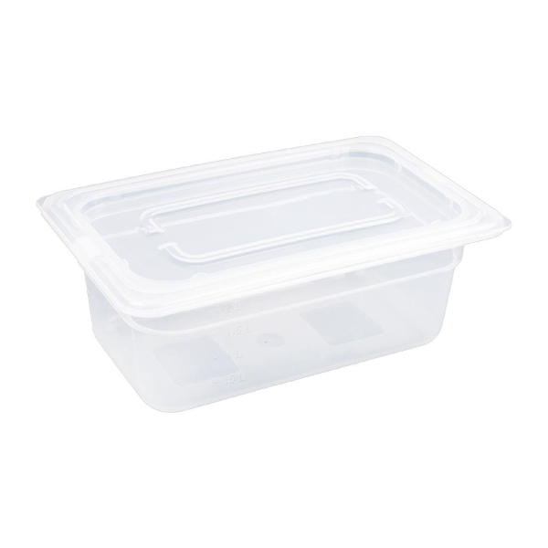 Vogue Polypropylene 1/4 Gastronorm Container with Lid 100mm GJ523