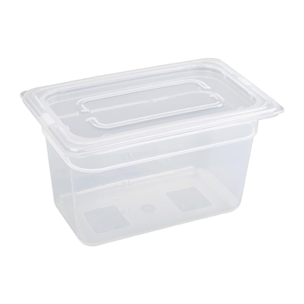 Vogue Polypropylene 1/4 Gastronorm Container with Lid 150mm GJ524