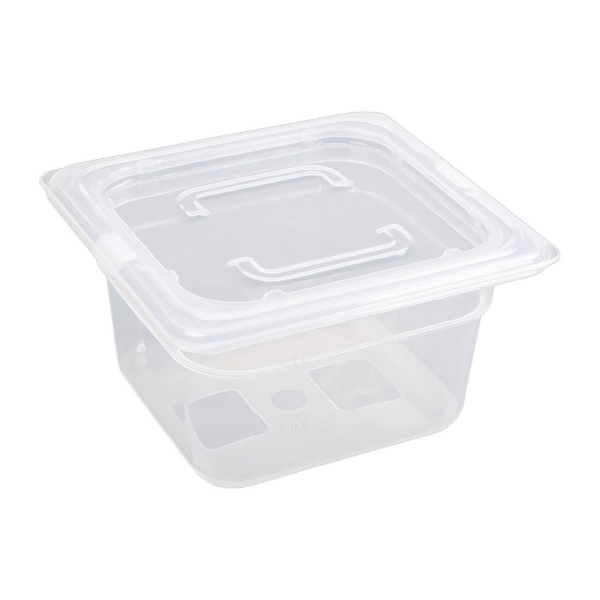 Vogue Polypropylene 1/6 Gastronorm Container with Lid 100mm GJ526