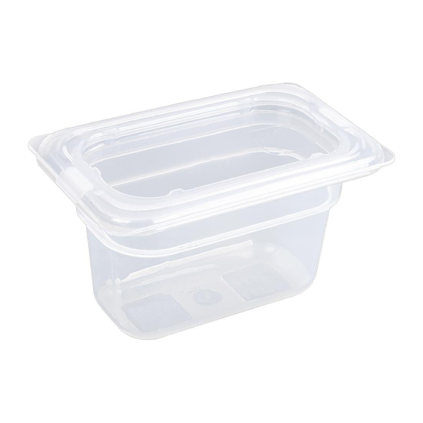 Vogue Polypropylene 1/9 Gastronorm Container with Lid 100mm GJ529