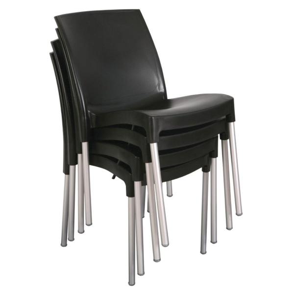 Bolero Stacking Bistro Side Chairs Black (Pack of 4) GJ976