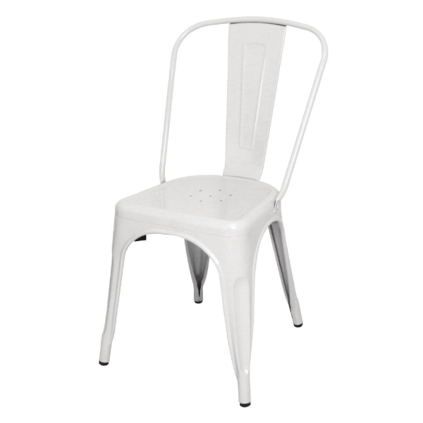 Bolero Bistro Steel Side Chair White (Pack of 4) GL332