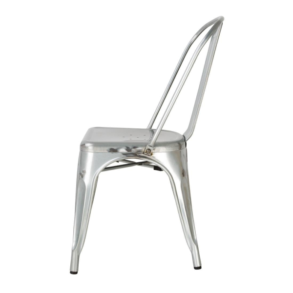Bolero Bistro Galvanised Steel Side Chairs (Pack of 4) GL338