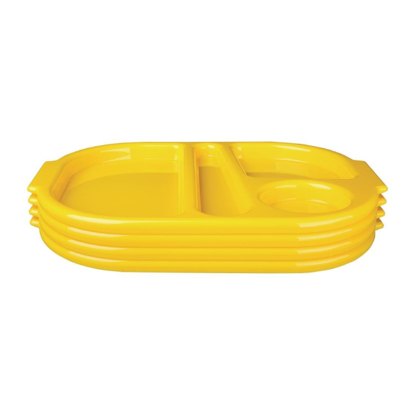 Kristallon Large Polycarbonate Compartment Food Trays Yellow 375mm U039
