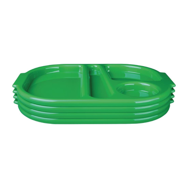 Kristallon Large Polycarbonate Compartment Food Trays Green 375mm U040