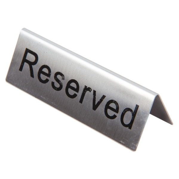 Brushed Steel Reserved Table Sign U051