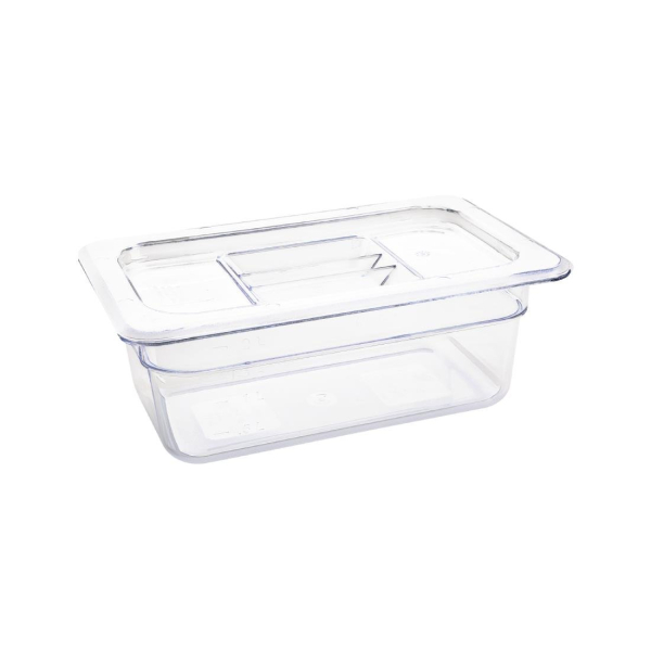 Vogue Polycarbonate 1/4 Gastronorm Container 100mm Clear U237