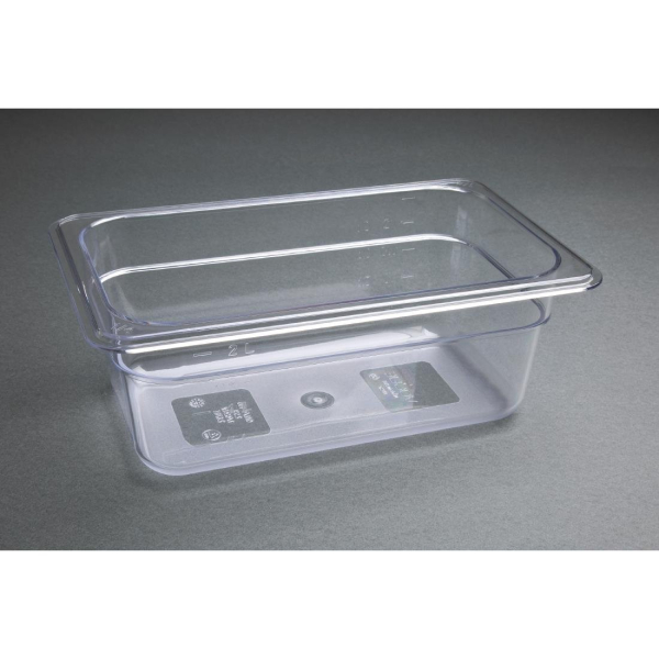 Vogue Polycarbonate 1/4 Gastronorm Container 100mm Clear U237