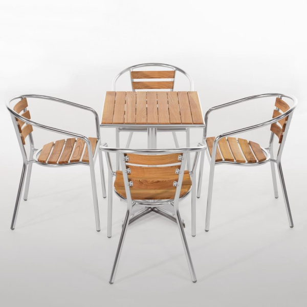 Bolero Aluminium and Ash Chairs (Pack of 4) U421