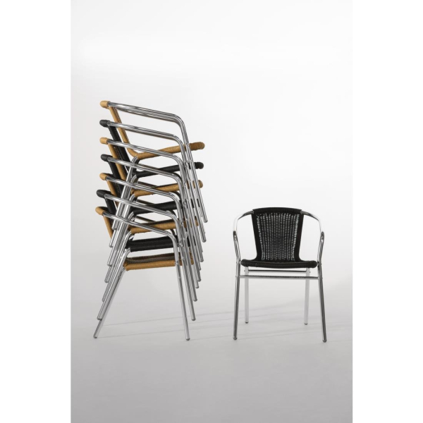Bolero Aluminium and Natural Wicker Chair (Pack of 4) U422