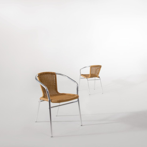Bolero Aluminium and Natural Wicker Chair (Pack of 4) U422