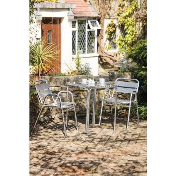 Bolero Aluminium Stacking Chairs Arched Arms (Pack of 4) U501