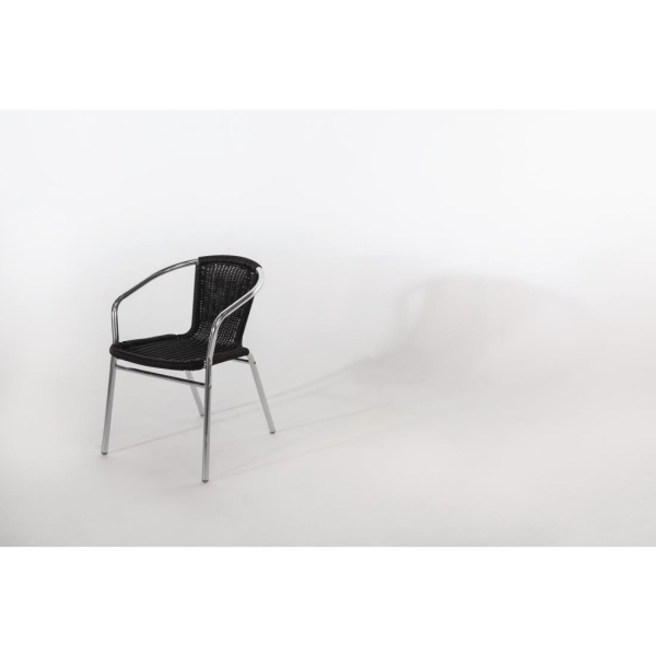 Bolero Aluminium and Black Wicker Chairs Black (Pack of 4) U507
