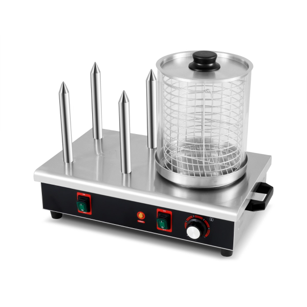 Modena Hot Dog Steamer with 4 Spike Bun Toaster HDW4