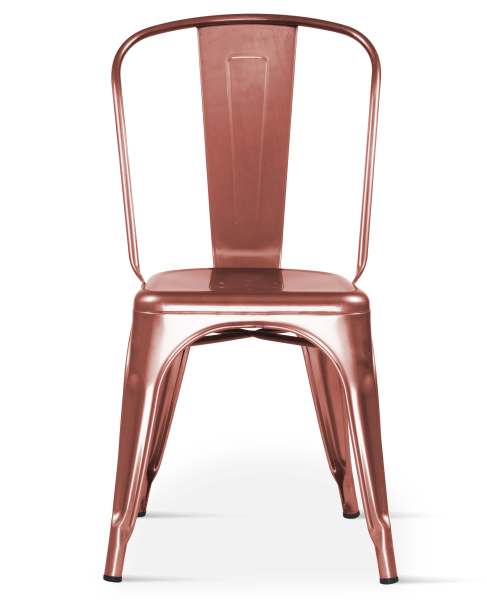 Borrello B1964 Tolix Style Metal Side Chair in Rose Gold. Pack of 4.