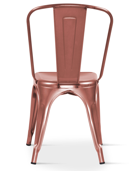 Borrello B1964 Tolix Style Metal Side Chair in Rose Gold. Pack of 4.