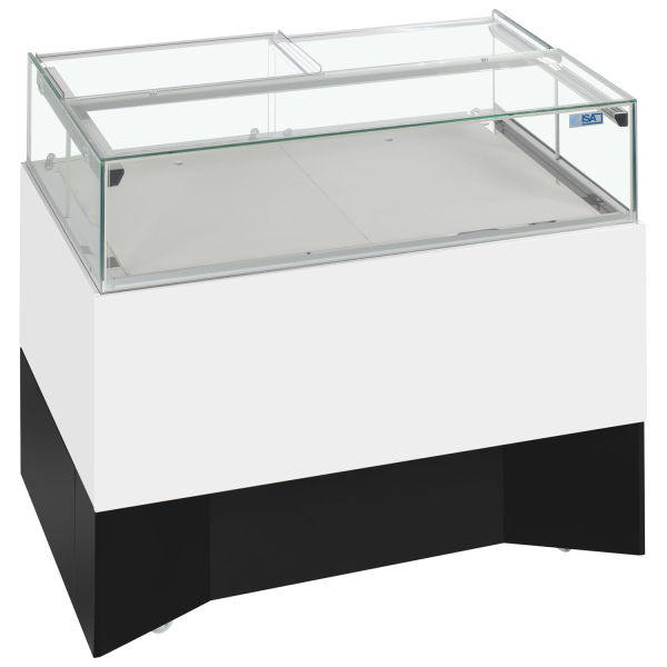 ISA DELTA RV Ventilated Scoop Ice Cream Display White/Black 12 Pan 1276mm wide