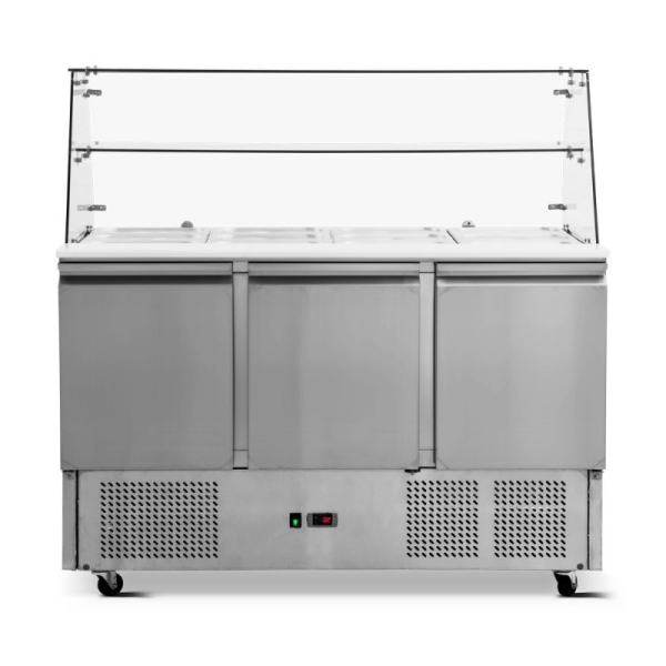 King GST1365.HD Refrigerated Pizza Salad Prep 3 Door with Glass Display