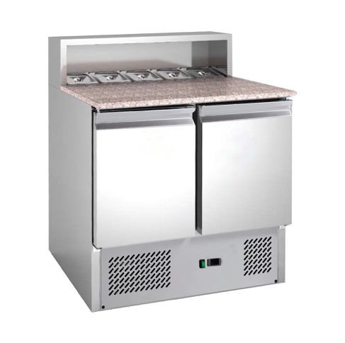 King KPS900.HD 2 Door Refrigerated Pizza Prep Counter with Granite Top