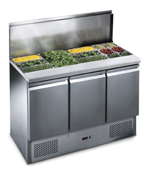 King KST1365.HD 3 Door Refrigerated Salad Prep Counter