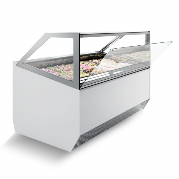 ISA MILLENNIUM ST18 Ventilated Scoop Ice Cream Display White, 18 Pan Scooping Freezer 1661mm wide
