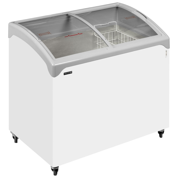 Tefcold NIC300SCEB Sliding Curved Glass Lid Chest Freezer White Curved Lid 1030mm wide