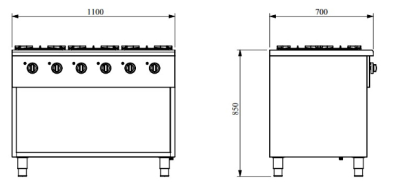 Easy 6 Burner Cooker with stand and undershelf. Natural Gas.