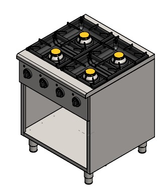 Easy 4 Burner Cooker with stand and undershelf. Natural Gas.