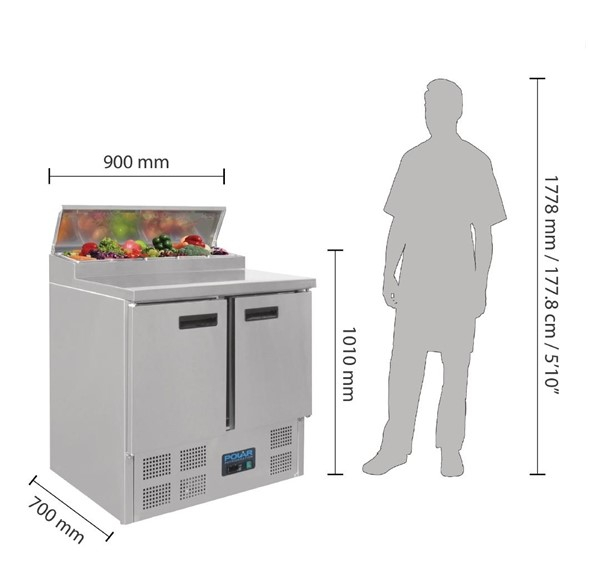 Polar G604 Refrigerated Pizza and Salad Prep Counter 254 Litre