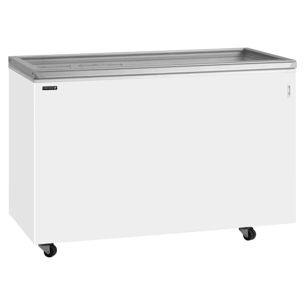 Tefcold ST400 Hinged Glass Lid Chest Freezer White Flat lid 1302mm wide