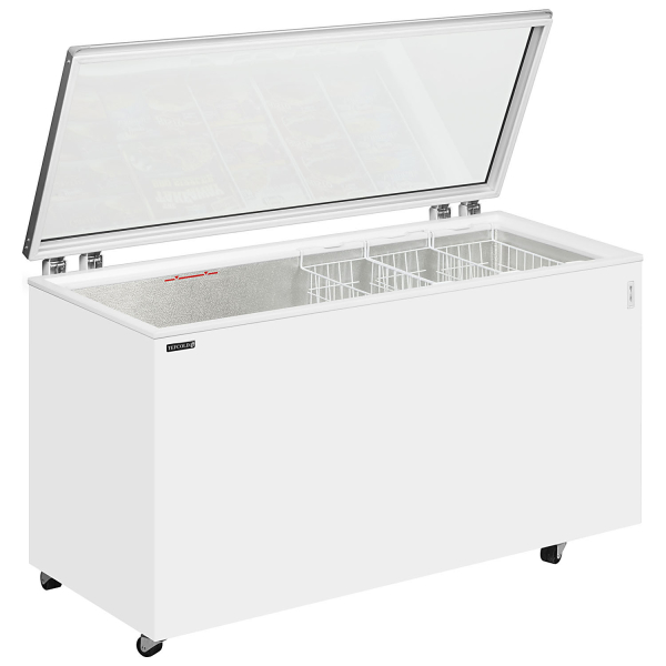 Tefcold ST500 Hinged Glass Lid Chest Freezer White Flat lid 1550mm wide